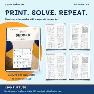 Jigsaw Sudoku 6x6: 1,200 Printable Puzzles with Answers image 10