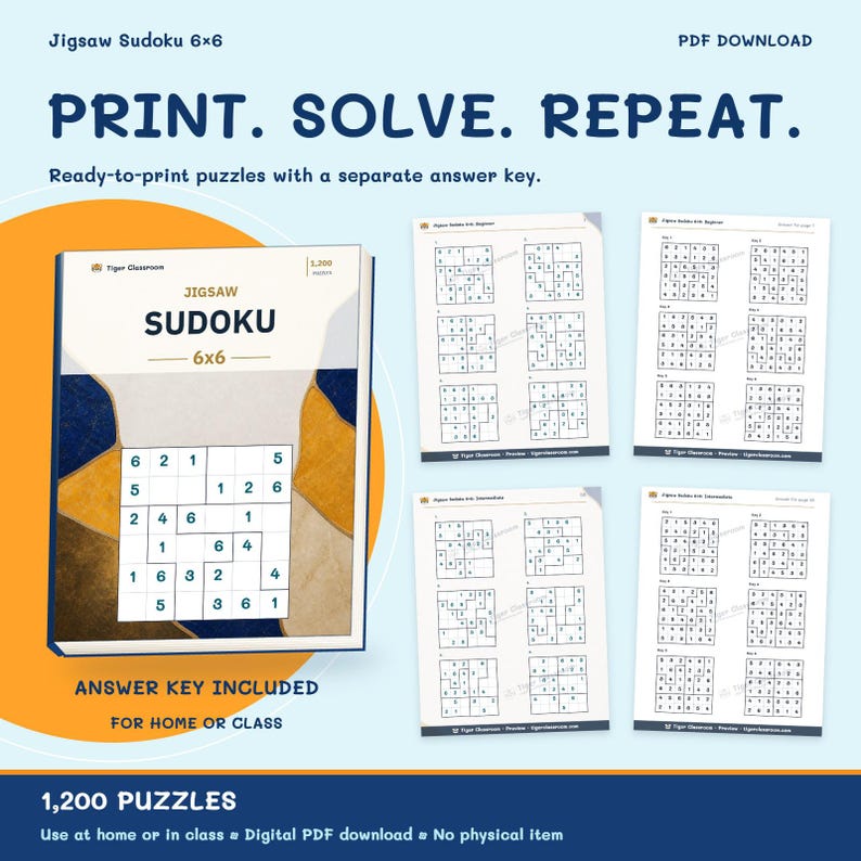 Jigsaw Sudoku 6x6: 1,200 Printable Puzzles with Answers image 10