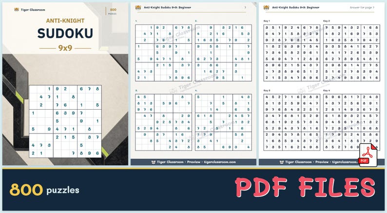 Anti-Knight Sudoku 9x9: 800 Printable Puzzles with Answers image 12