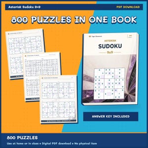 Asterisk Sudoku 9x9: 800 Printable Puzzles with Answers immagine 9