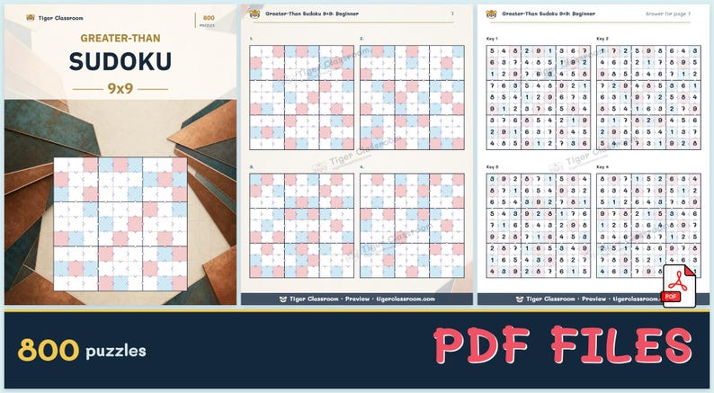 Greater-Than Sudoku 9x9: 800 Printable Puzzles with Answers image 12