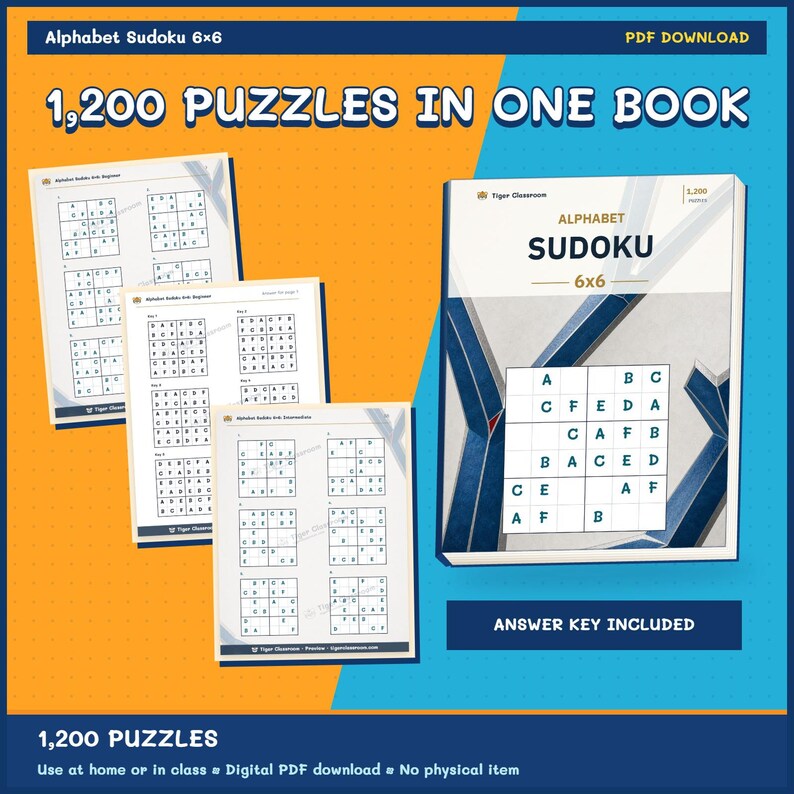 Alphabet Sudoku 6x6: 1,200 Printable Puzzles with Answers image 9