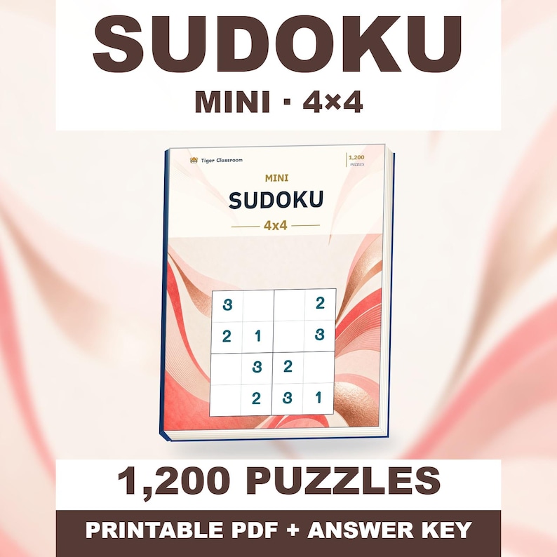 Mini Sudoku 4x4: 1,200 Printable Puzzles with Answers image 1
