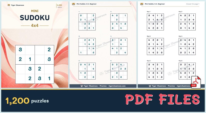 Mini Sudoku 4x4: 1,200 Printable Puzzles with Answers image 12