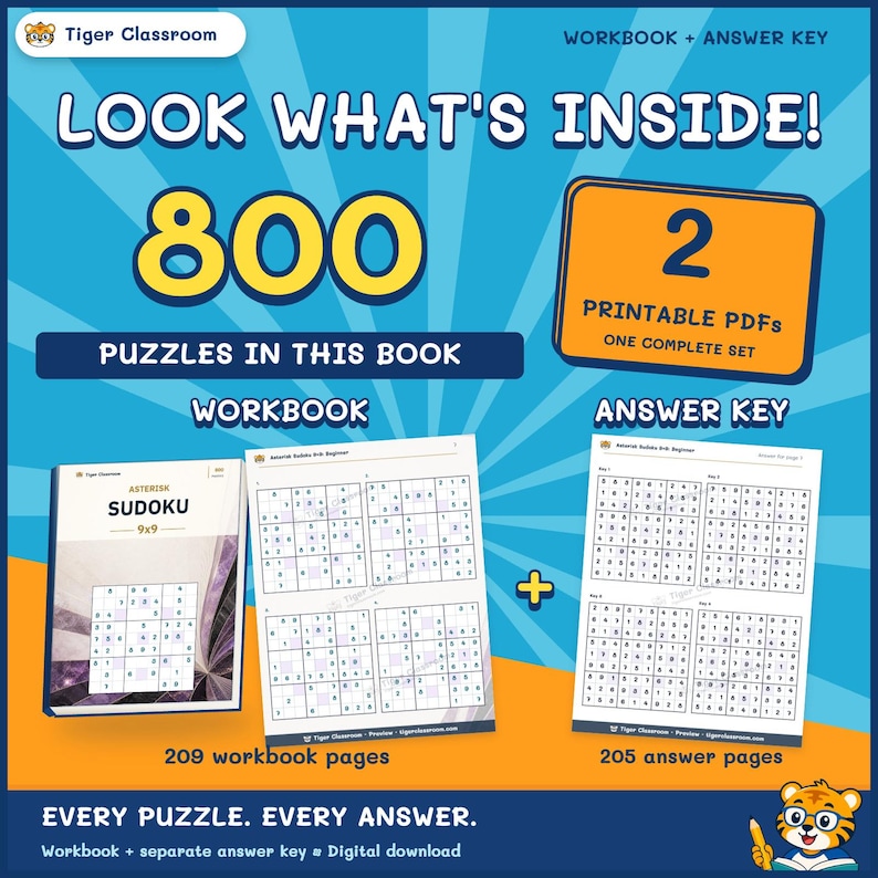 Asterisk Sudoku 9x9: 800 Printable Puzzles with Answers immagine 2