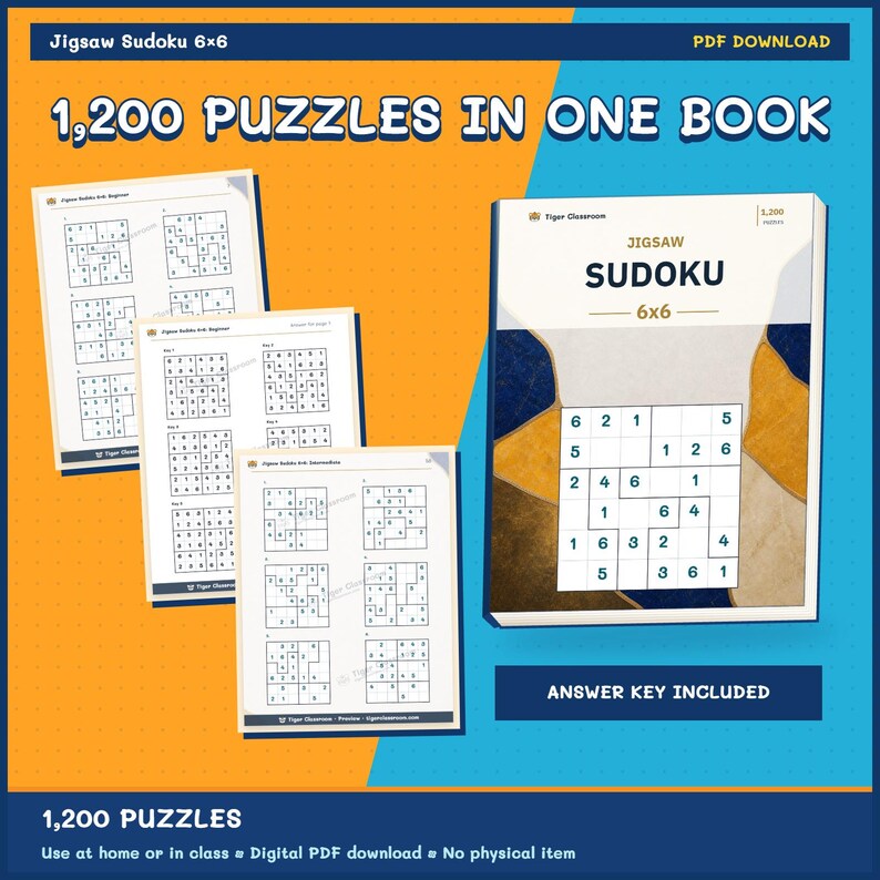 Jigsaw Sudoku 6x6: 1,200 Printable Puzzles with Answers image 9