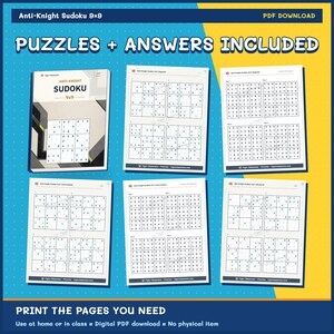 Anti-Knight Sudoku 9x9: 800 Printable Puzzles with Answers image 11
