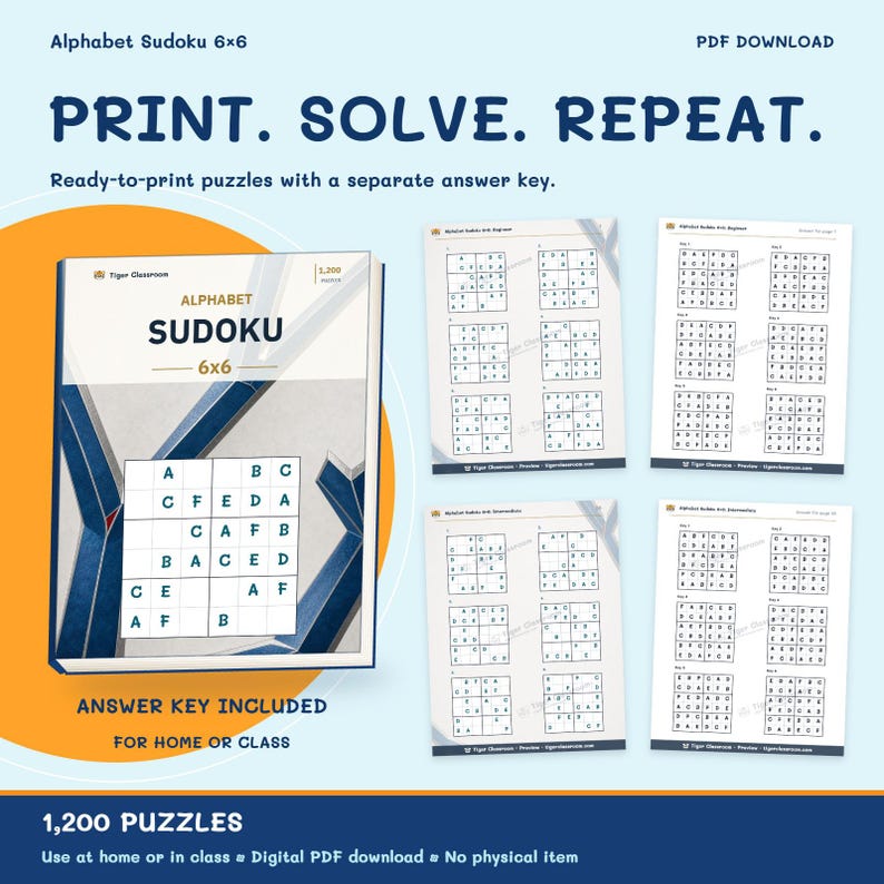 Alphabet Sudoku 6x6: 1,200 Printable Puzzles with Answers image 10