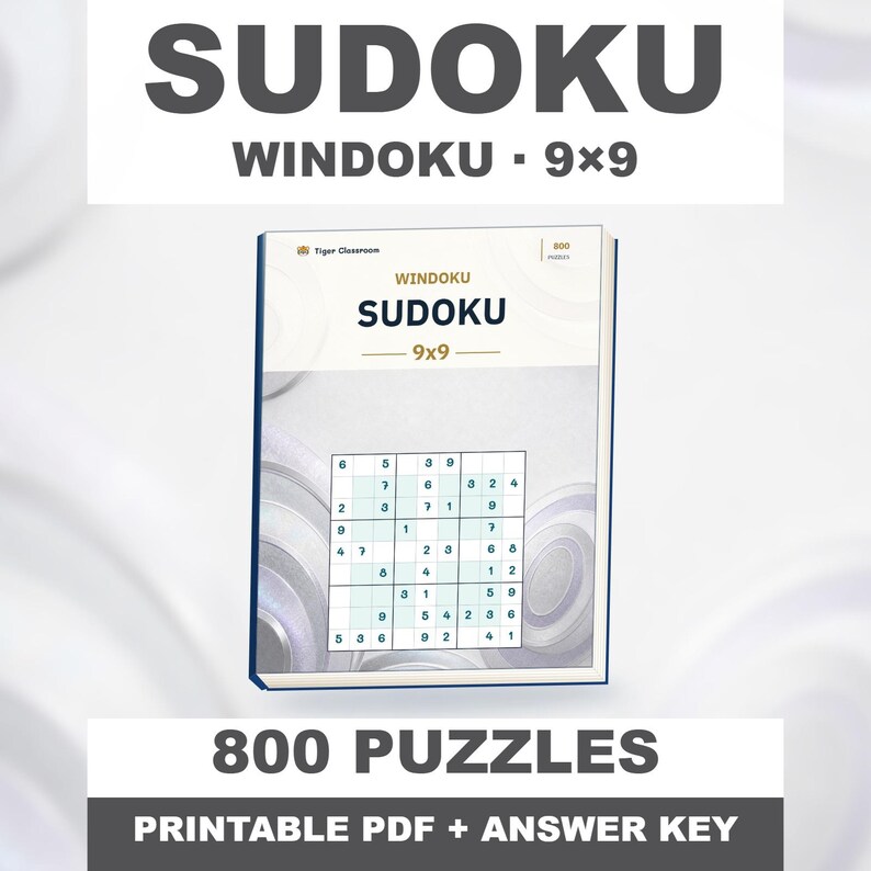 Windoku Sudoku 9x9: 800 Printable Puzzles with Answers 画像 1