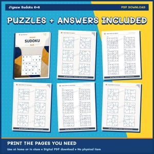 Jigsaw Sudoku 6x6: 1,200 Printable Puzzles with Answers image 11