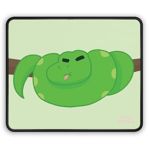 Snake Gaming Mouse Pad | SNAK Green Tree Python Neoprene, Stitched Edges (9" x 7")