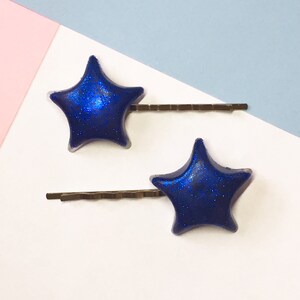 Glitter ster bobby pin haarclips, 2 stuks ster haarclip set 6 kleuren Leuke clip in ster haaraccessoires, hars kunst haarclip afbeelding 7