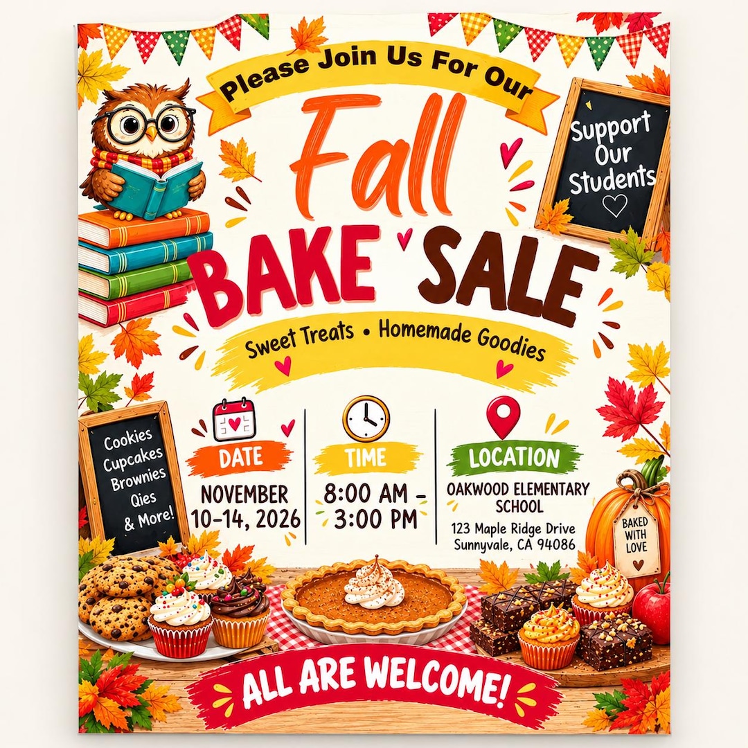 Editable Fall Fundraiser Flyer Template, Canva School Event - Etsy