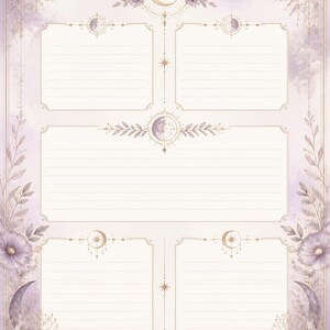 Celestial Lavender Writing Paper, Moon & Stars Stationery (Digital Download)