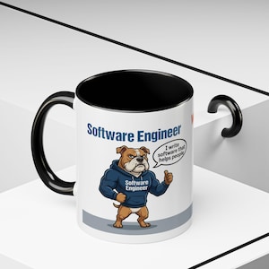 Tazza con cane con cartone animato "Sviluppatore Web vs Ingegnere del Software" / Tazza da caffè divertente per programmatori immagine 5