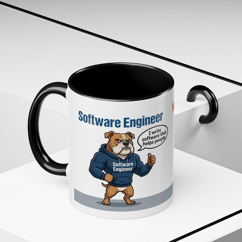 Tazza con cane con cartone animato "Sviluppatore Web vs Ingegnere del Software" / Tazza da caffè divertente per programmatori immagine 5