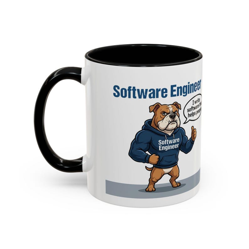 Tazza con cane con cartone animato "Sviluppatore Web vs Ingegnere del Software" / Tazza da caffè divertente per programmatori immagine 3