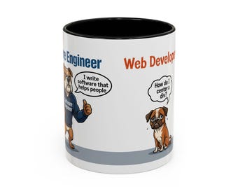 Web Developer vs Software Engineer cartoon dogs Mug | Funny Programmer Coffee Mug