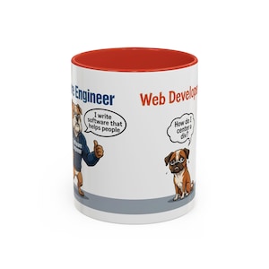 Tazza con cane con cartone animato "Sviluppatore Web vs Ingegnere del Software" / Tazza da caffè divertente per programmatori immagine 18