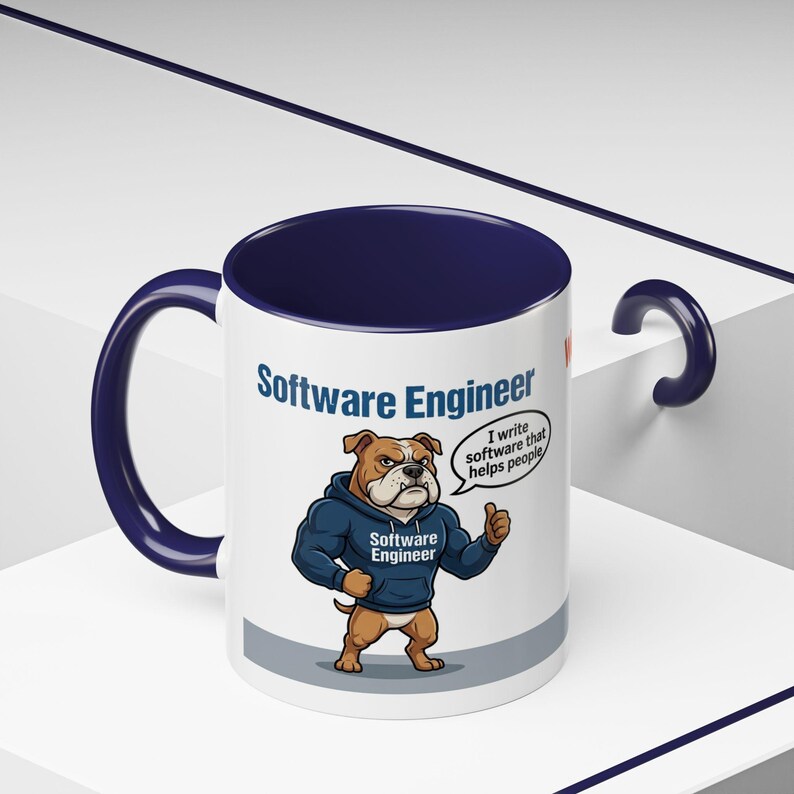 Tazza con cane con cartone animato "Sviluppatore Web vs Ingegnere del Software" / Tazza da caffè divertente per programmatori immagine 11