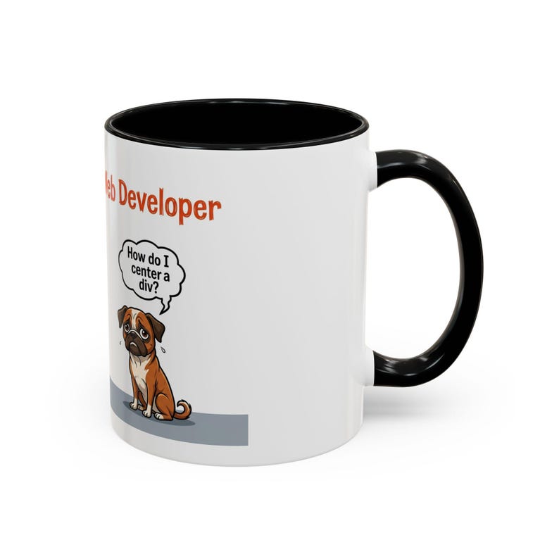 Tazza con cane con cartone animato "Sviluppatore Web vs Ingegnere del Software" / Tazza da caffè divertente per programmatori immagine 2