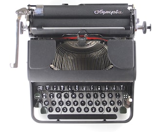 Olympia Portable -  Include New Ribbon BLack & Red - Vintage Black Portable Typewriter - Hebrew keyboard