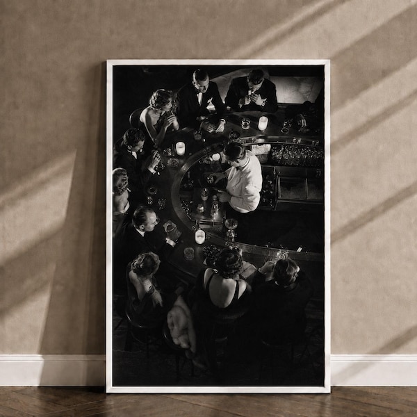 Vintage Cocktail Bar Photography Print, Black and White Party Poster, Old Money Nightlife Wall Art, Retro Luxury Decor for Modern Interiors