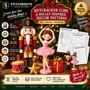 くるみ割り人形とバレリーナのクリスマスデコレーション用型紙（PDFダウンロード）