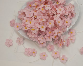 Pink Flower Mulberry Paper, Handmade Paper flowers, Card Making, Pink Paper Blossoms, Pink Cherry Blossom Flowers, Flower Embellishments