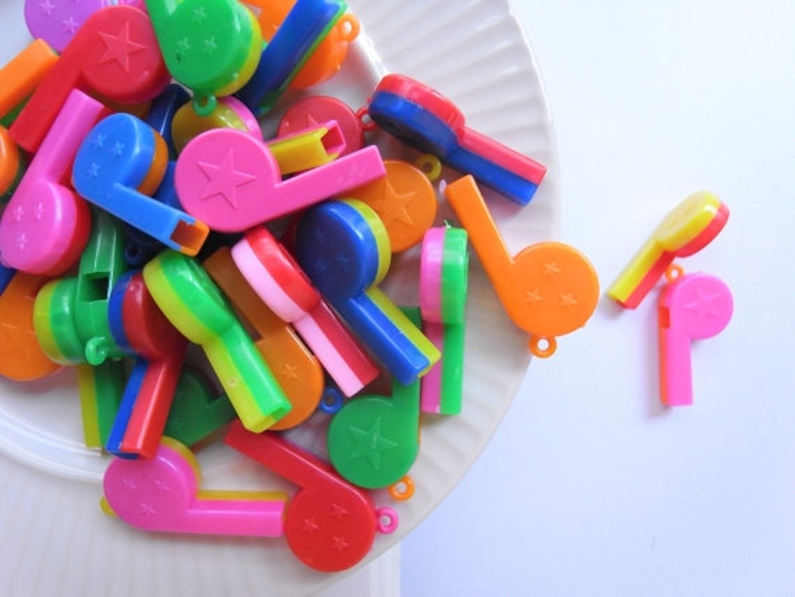 Plastic toys mixed color whistles Goodie Bag filler Toy Etsy