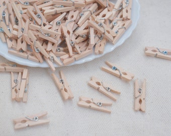 Pack Of 50 Tiny Natural Wooden Clothespins, Mini Clothes Pins for Photo, Clips for Crafts, Tiny Pegs