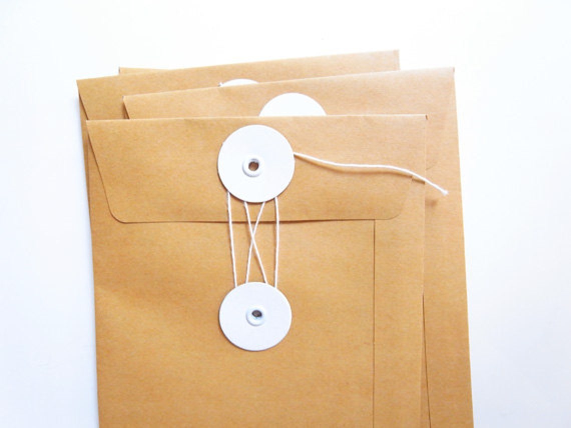 Set of 5 Brown Kraft String & Tie Envelope Button Closure Etsy UK