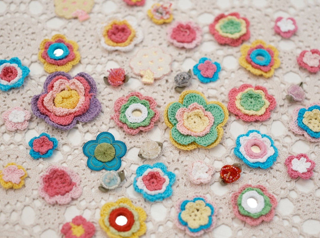Multicolor - Handmade Crochet Flower Sticks (Set of 2) 07