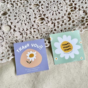 Minibedankkaartjes, bedankkaartjes, verpakkingsmateriaal, klein visitekaartje, zakelijke bedankkaartjes, Daisy bedankkaart