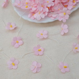 Pink Flower Mulberry Paper, Handmade Paper flowers, Card Making, Pink Paper Blossoms, Pink Cherry Blossom Flowers, Flower Embellishments image 5