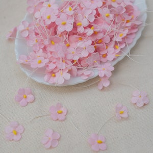 Pink Flower Mulberry Paper, Handmade Paper flowers, Card Making, Pink Paper Blossoms, Pink Cherry Blossom Flowers, Flower Embellishments image 2