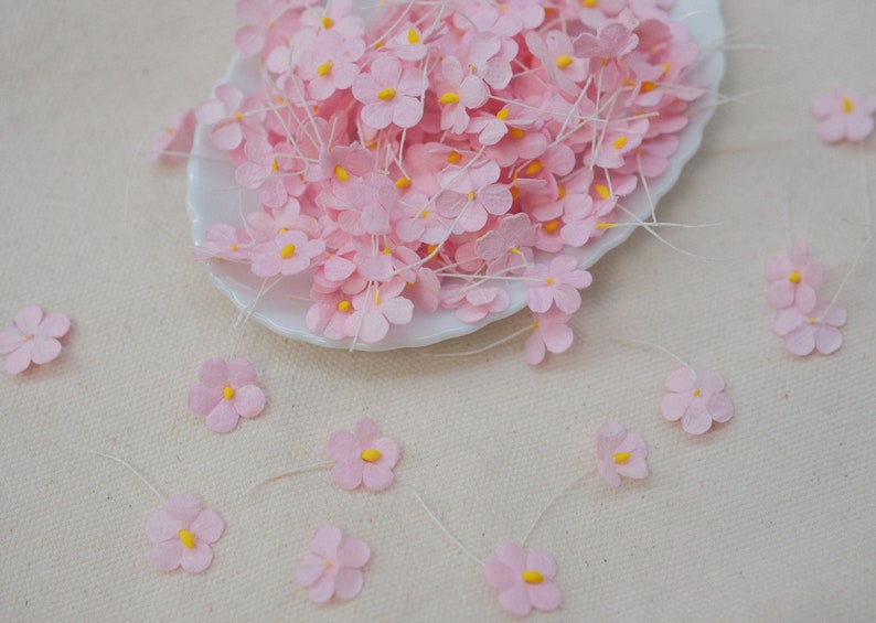 Pink Flower Mulberry Paper, Handmade Paper flowers, Card Making, Pink Paper Blossoms, Pink Cherry Blossom Flowers, Flower Embellishments image 2