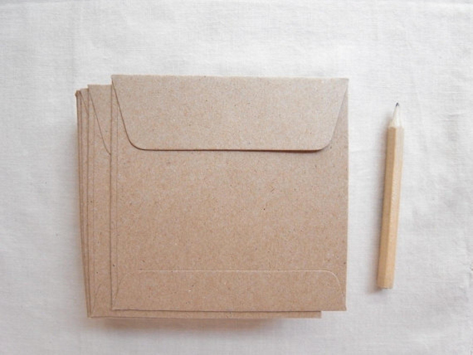 Set of 100 Small Kraft Brown Paper Envelopes Square Etsy