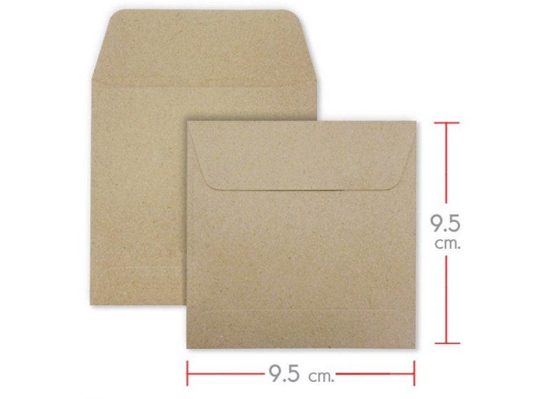 ECO Kraft Square Envelopes, Brown Paper Envelopes, Kraft Envelopes, Wedding Favors image 4