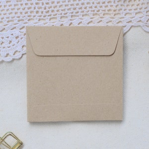 Set de 100 Sobres Cuadrados ECO Kraft, Sobres de Papel Marrón, Sobres Kraft, Favores de Boda, Mini Sobres para Semillas