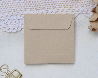 Set of 100 ECO Kraft Square Envelopes, Brown Paper Envelopes, Kraft Envelopes, Wedding Favors, Mini Envelopes for Seeds