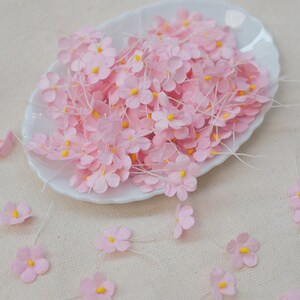 Pink Flower Mulberry Paper, Handmade Paper flowers, Card Making, Pink Paper Blossoms, Pink Cherry Blossom Flowers, Flower Embellishments image 4