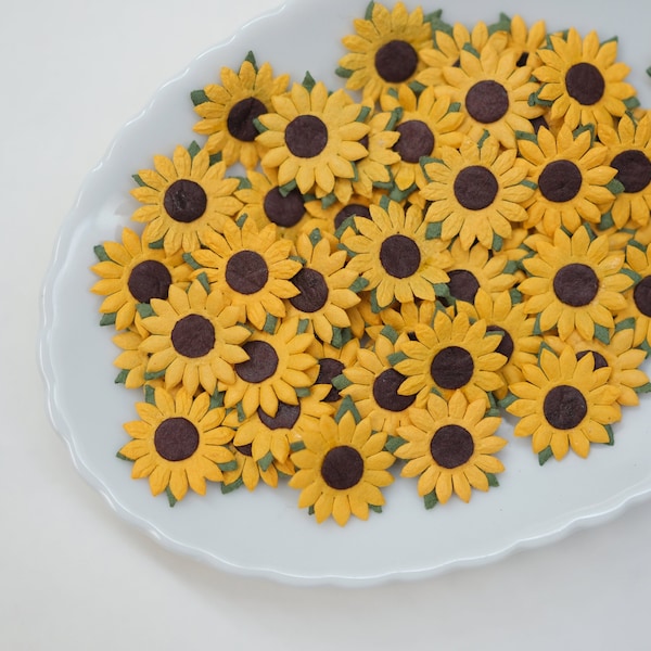 Sunflower Mulberry Paper, Sunflower Embellishments, Mulberry Paper Flower, Embellishment Scrapbooking, Flower Die Cuts