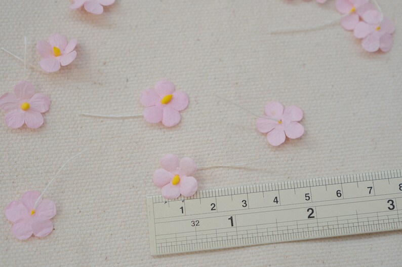 Pink Flower Mulberry Paper, Handmade Paper flowers, Card Making, Pink Paper Blossoms, Pink Cherry Blossom Flowers, Flower Embellishments image 3