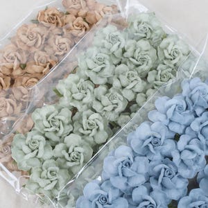 Mulberry Paper Roses: Sage Green Craft Flowers, 25 pcs