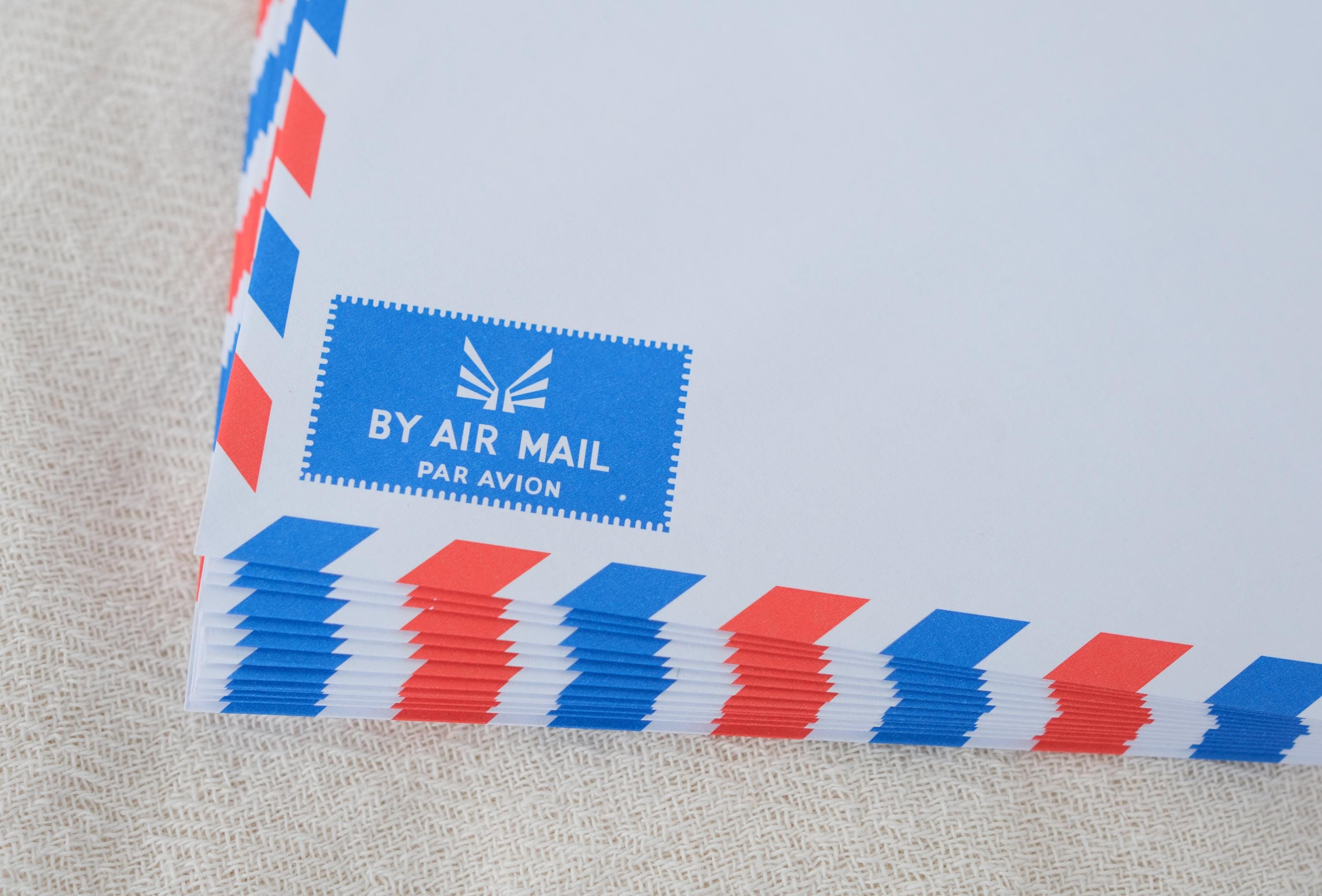 A Deep Dive on Air Mail Envelope Design - by Paul Lukas Vintage Air Mail Envelopes Red White Blue Stripe main image 2
