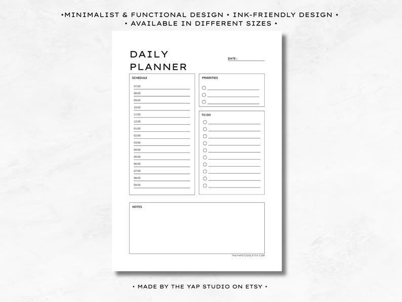 Daily Planner Printable | Simple Daily Schedule | Daily to Do List ...