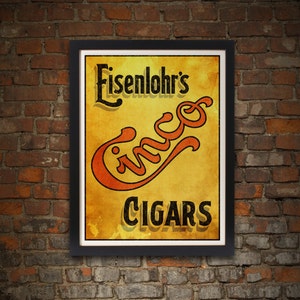Cigar Art Print, Giclee, 17 x 22, Vintage, Eisenlohr&#39;s Cinco Cigars