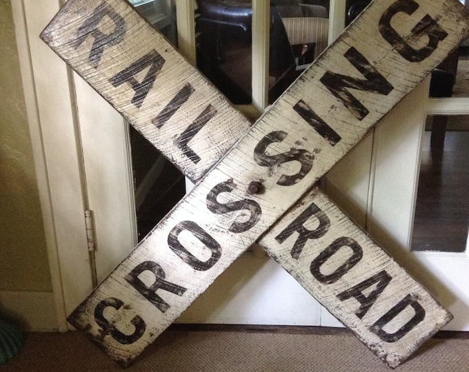 Vintage Distressed RailRoad Crossing Sign