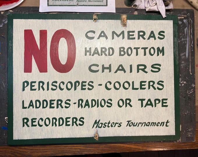 Vintage Masters Tournament NO Replica Sign